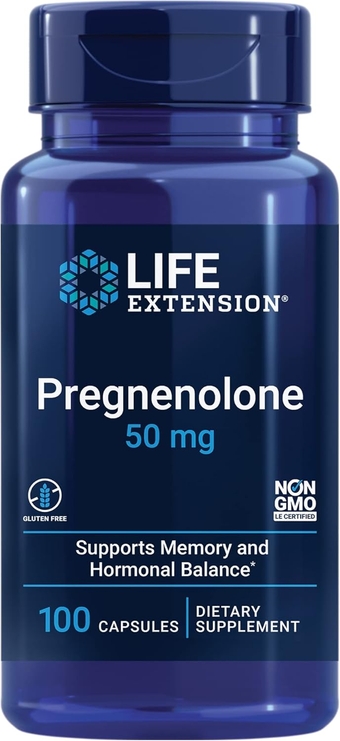 Pregnenolone 50mg - for Hormone Balance, Anti-Aging & Longevity - Memory & Cognition Supplement – Non-GMO, Gluten-Free - 100 Capsules