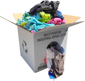 Recycled Color Knit T-Shirt Cleaning Wiping Rags in a Box Reusable Cloths as Bulk Rags & Towel Perfect for Housing, Automotive, Workshop, Industrial & Commercial Use (10.00 lbs. Box)