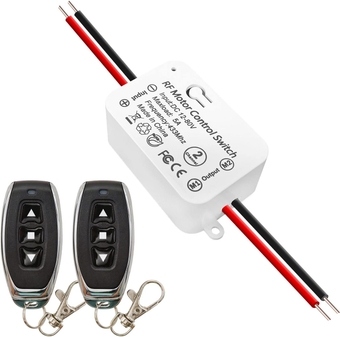 Wireless DC Motor Remote Control Switch, DC 12V~80V 5A Relay Receiver Controller with 2 Transmitters, Radio Control Motor Move Forward and Reverse