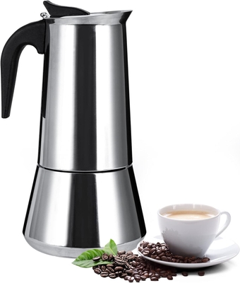 Stainless Steel Stovetop Moka Pot Espresso Maker Percolator 12 Cup 600ml Portable Italian Greca Cuban Coffee Maker for Big Family Home Office Camping, Work with Gas Electric Ceramic Stovetop
