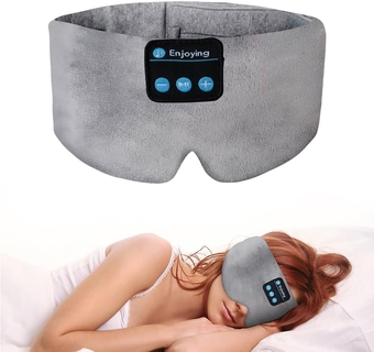 Soft Sleep Eye Mask with Bluetooth Headphones,  Wireless Headphones Bluetooth Sleep Mask Blackout Blindfold, Bluetooth Eye Mask for Sleeping Traveling Meditation Mask with Microphone (Grey)