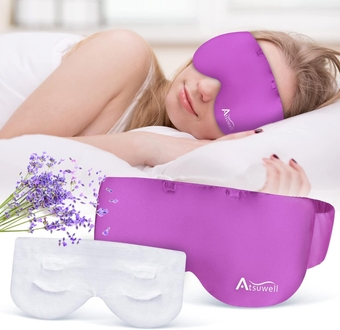 Lavender Eye Mask, Weighted Eye Mask for Dry Eyes, Sleep Mask for Men Women, Hot & Cold Therapy Eye Cover for Compression Pain Relief, Eye Pillow for Puffy Eyes, Migraine, Sinus Pain