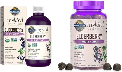 Organics Plant-Based Elderberry Immune Syrup 6.59 fl oz & Organics Elderberry Gummies for Adults & Kids