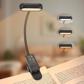 Book Light for Reading in Bed, Rechargeable LED Reading Light, Small Lightweight Clip on Book Reading Light, 3 Colors & 5 Brightness, Reading Light for Bed for Reading Enthusiasts (1 Pack)