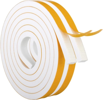 White Door Weather Stripping Self Adhesive Foam Tape High Density Foam Sealing Strip Window Insulation Weatherproof Gasket Tape 1/2" Wide X 1/4" Thick, 13 Ft X 2 Rolls, Total 26 Feet