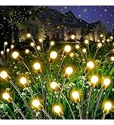 4-Pack Christmas Solar Garden Lights, Upgraded 32 LED Firefly Solar Lights for Outside, Sway by W...