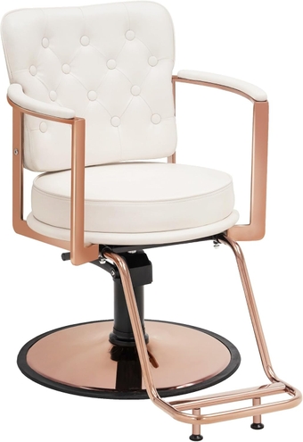 Salon Chair for Hair Stylist,Vintage Salon Chair Hydraulic Beauty Spa Styling Equipment 3076(White)