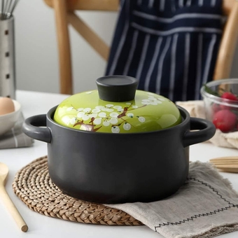 Casserole Dish Non-stick Earthen Pot,Heat-resistant Ceramic Covered Casserole With Color Glaze Lid And Handle Clay Pot(Size:1.58Quart,Color:Yellow) (Yellow 4.23Quart) (Green 4.23Quart)