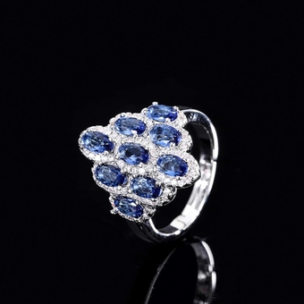 Women Adjustable Rings,Anxiety Ring,Vintage 925 Silver Ladies Ring 3 * 5 mm Ruby Sapphire Emerald Ring Gemstone Cocktail Party Jewelry