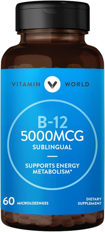 B-12 5000 mcg. Sublingual 60 Microlozenges, Supports Energy Metabolism, Supports Heart Health