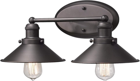 2-Light Bathroom Wall Light Fixtures, Industrial Vanity Lights in Oil Rubbed Bronze Finish with Metal Shade, 102-2W ORB