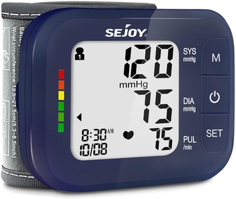 Blood Pressure Monitor Wrist Blood Pressure Machine Digital Automatic BP Cuff Monitors with Irregular Heartbeat Detection Large Display 2x60 Memory 5.3"-8.5" Adjustable Cuff for Home Use Blue