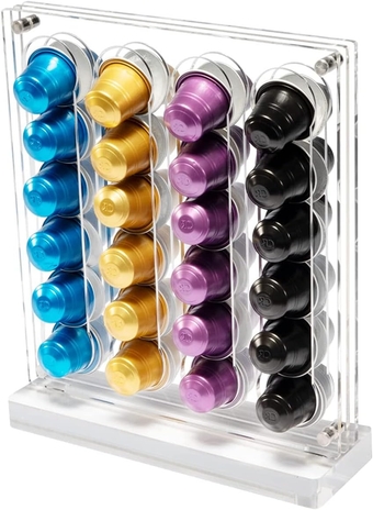 Coffee Pod Holder for Nespresso Original Line Capsule Holder Acrylic Magnetic Coffee Pods Organizer, Freestanding or Mounted on the Fridge, Hold 40 Capsule Pods Capacity Storage Rack