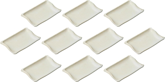 Set of 10 Kiln Modified Gray Bamboo Baking Dishes [7.7 x 5.0 x 1.1 inches (19.6 x 12.8 x 2.8 cm) | Baking Plates