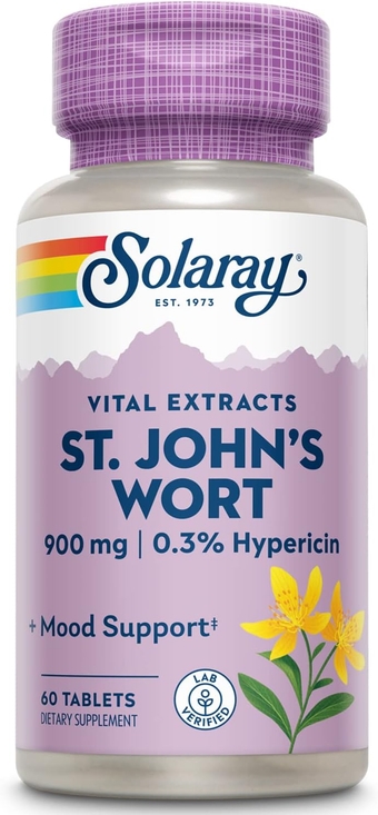 St. Johns Wort Aerial Extract One Daily 900mg, Standardized w/ 0.3% Hypericin for Mood Stability & Brain Health Support, Non-GMO |60 Servings | 60 Tablets
