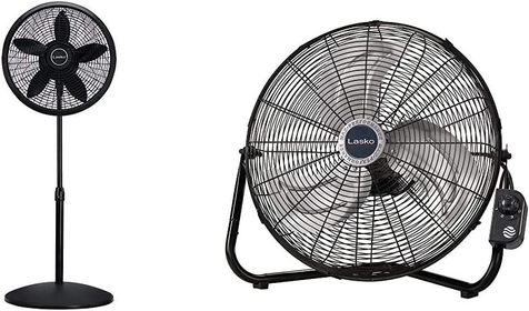 Oscillating Pedestal Fan (18") and High Velocity Floor Fan (20") Bundle