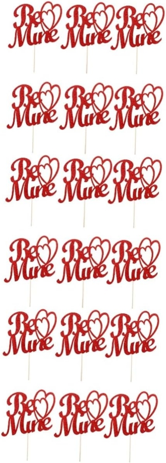 18 Pcs Be Mine Food Decor Wedding Decoration Fruit Cake Snack Decorations Picks Cake Picks Glitter Cupcake Toppers Cake Valentine's Day Toppers Cake Party Toppers Bride Drinks Love