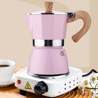 Stovetop Espresso Maker, 6 Espresso Cup Moka Pot - 10 oz Italian Coffee Maker, Manual Cuban Coffee Percolator Machine Italian Espresso Greca Coffee Maker -Pink