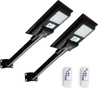 100W Solar Street Lights Outdoor Waterproof, 6000K LED Solar Flood Lights Outdoor Motion Sensor with Remote, Dusk to Dawn Solar Lights for Outside Yard, Garden, Parking Lot (2 Pack)