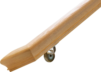 6010 California-Angle Red Oak Handrail Kit with 135° Angle Returns and Wall Mount Brackets. Solid Unfinished Red Oak