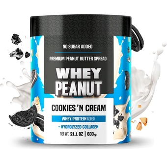 - Peanut Spread and Cookies'n Cream with Whey Protein and Hydrolyzed Collagen, Ideal for Athletes, Sugar Free - Elevate Your Lifestyle with Delicious Snacking - 21.1 oz