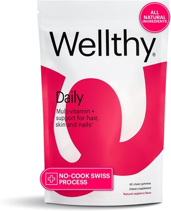 Daily Multivitamin Gummy, Vegan Chewable Vitamins for Women & Men with Zinc, Biotin, Selenium, and Niacin for Skin, Nail, and Hair Support (Raspberry Flavor, 30 Day)
