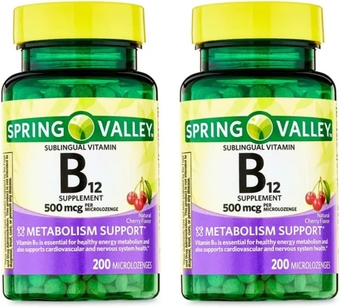 Spring Valley Vitamin B12 Microlozenges, Vitamin Supplement, 500 mcg, 400 Ct - Set of 2