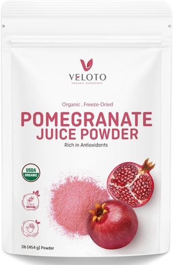 Organic Pomegranate Juice Powder, Pure Pomegranate Fruit Extract Freeze Dried Powder, Natural Vitamin C Vegan Sweetener Superfoods for Smoothies, Yogurt & Shake, Gluten Free, Non GMO, 1 lb