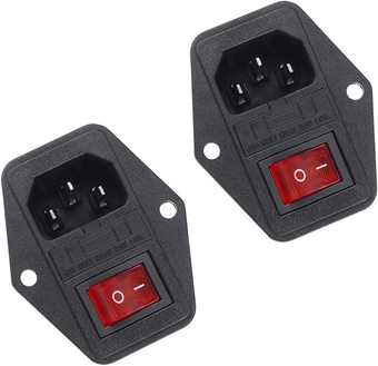 Inlet Module Plug 5A Fuse Switch Male Power Socket 10A 250V 3 Pin IEC320 C14, 2 Sets