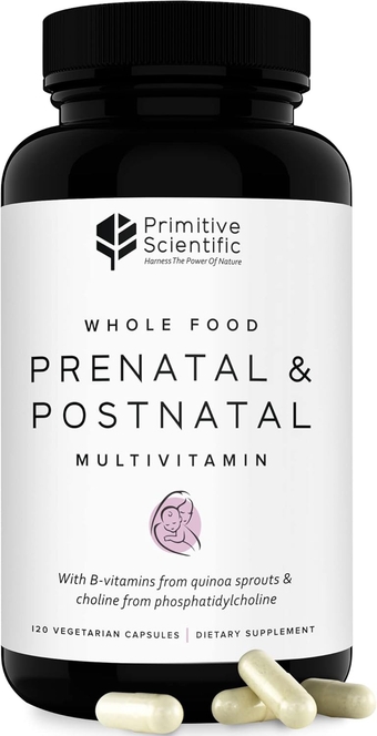 Prenatal and Postnatal Multivitamin for Women with Organic A, B, C, E, & D Vitamins, Iodine, Ginger Extract for Mother and Baby Support - 120 capsules, Vegan, Non-GMO, Gluten Free