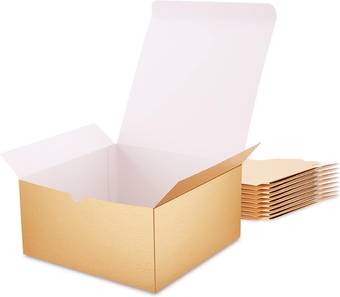 10 Gold Gift Boxes 8x8x4 Inches Premium Gift Boxes Paper Gift Boxes with Lids, Bridesmaid Proposal Boxes, Boxes for Gifts （Grass Texture Gold）