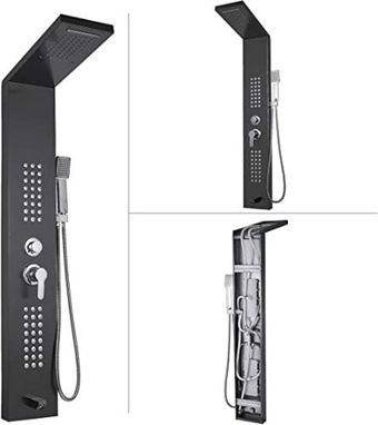 Shower Column Head Shower Regend Shower Pillar Stainless Steel Hydromassage Waterfall Hand Shower-black,Black