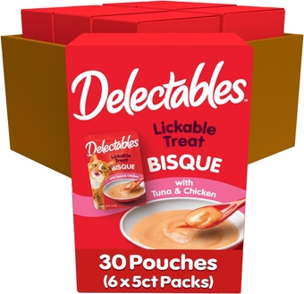 Delectables Bisque Lickable Cat Treats, Tuna & Chicken, 30 Count