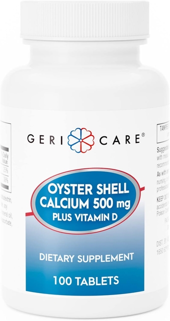 Oyster Shell Calcium 500mg + Vitamin D, 100 Count (Pack of 1)