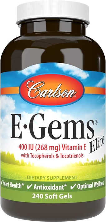 - E-Gems Elite, 400 IU Vitamin E with Tocopherols & Tocotrienols, Vitamin E Capsules, Heart Health & Optimal Wellness, Antioxidant, Vitamin E Supplement, 240 Softgels
