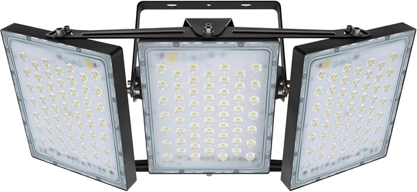 LED Flood Light Outdoor,  300W 27000lm Outdoor Area Lighting, IP66 Waterproof Exterior Floodlight Commercial Security Light, 5000K Daylight White, 3 Adjustable Heads for Yard, Street,Parking Lot