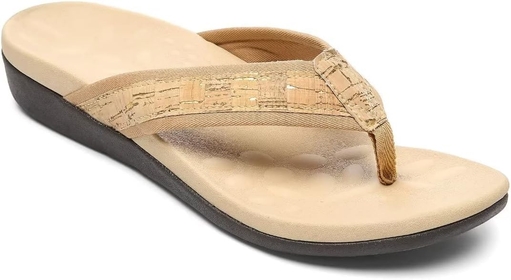 Comfortable Womens Walking Flip Flops With Arch Support, Best Plantar Fasciitis Sandals For Flat Feet Pain Relief, Soft Outdoor Thong Sandals with PU Leather