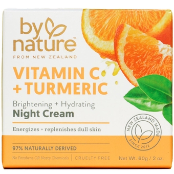 By Nature Brightening Night Cream With Vitamin C and Turmeric - Rich and Hydrating Night Face Cream to Restore Your Natural Glow and Energize Tired Skin