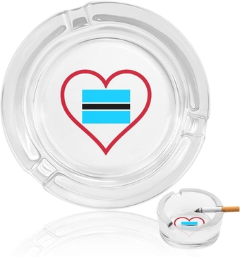 I Love Botswana Red Heart Glass Ashtrays Round Ash Tray Cute Pretty Ash Holder Case for Home Office Deck Decoration