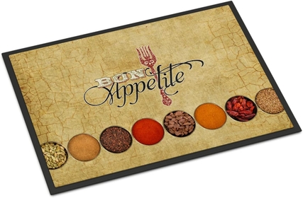 SB3089JMAT Bon Appetite and Spices Doormat 24x36 Front Door Mat Indoor Outdoor Rugs for Entryway, Non Slip Washable Low Pile, 24H X 36W