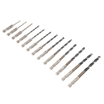 13pcs 4341 Drill Bit Drill Bits for Impact Driver 6mm Drill Bit Metal Drill Bit 3/16 Drill Bit Hex Drill Bit Hex-Shank Drill Bits Straight Handle 4341 High Speed Steel 13 Piece Set
