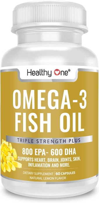 Triple Strength Omega 3 Fish Oil Burpless - 1000mg 60 Gel Capsules - 400mg EPA, 300mg DHA, 100mg Other Omega 3 Fatty Acids - No Burp Fish Oil Omega 3 Capsules
