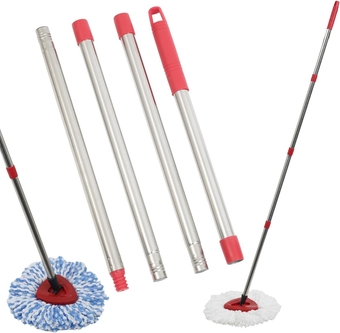 4 Section Mop Handle Compatible with Ocedar Mop Heads Replacements, 30 to 59 Inch Mop Stick Compatible with O Cedar Mop Replace Head, American Thread Joint (Only The Mop Handle)