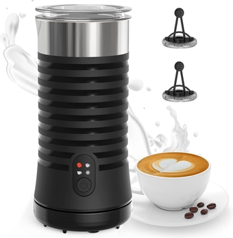 Milk Frother, 4 in 1 Electric Milk Steamer, Automatic Hot and Cold Foam Maker, Auto Shut-Off Frother for Coffee, Latte, Cappuccino (Black), NB-MF002