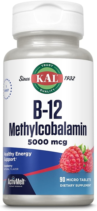 Vitamin B12 Methylcobalamin 5000mcg, Healthy Energy, Metabolism, Nerve & Red Blood Cell Support,* Fast Dissolve ActivMelts, Optimal Absorption, Natural Raspberry Flavor, 90 Servings, 90 Micro Tabs
