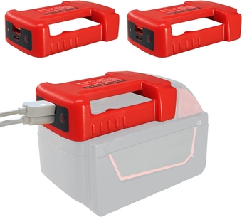 USB Adapter for Milwaukee M18 18V Battery, 2PCS Battery Holder for Milwaukee 48-11-1850 48-11-1852 48-11-1862 48-11-1860, with USB and Type-C Fast Charging Power Wheel Adapter Charger