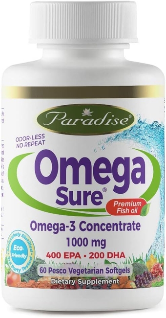 Omega-3 Concentrate, Premium Fish Oil, DHA, EPA, Vegan, Non GMO, Gluten Free, 60 Count Vegetarian Soft gels