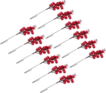 12Pcs Christmas Berries Faux Branches for vase Christmas Decors red Glitter Ornaments Artificial Berry Branches Artificial Berries Branch Artificial Flowers Plastic Foam red Fruit