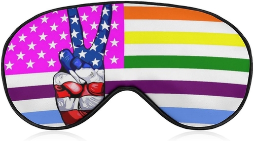 Soft Travel Sleep Eye Masks with Elastic Strap, Comfortable Night Eye Shade Nap, Blindfold Party Game Eye Patch Compatible with US Rainbow Colorful Love LGBT Pride American Flag