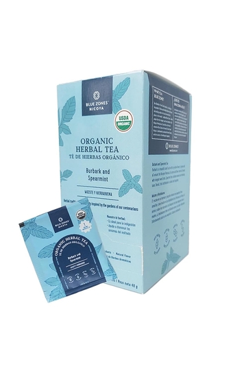 Blue Zones Nicoya - Burbark & Spearmint Flavored Tea Bags - 100% Natural, Organic, and Refreshing - High Micronutrients - Gluten, Caffeine, Sugar-Free - Pack of 20 (1.41 oz/ 40 g)